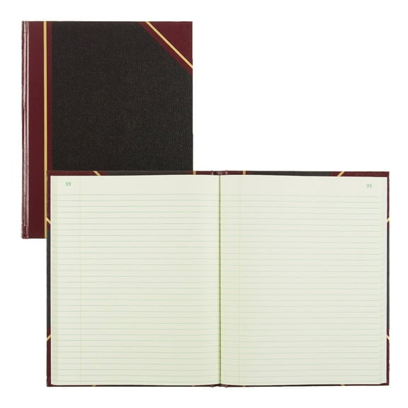 National® Brand 50% Recycled Black Texhide Record Book With Margin, 8 3/8" x 10 3/8", 150 Pages