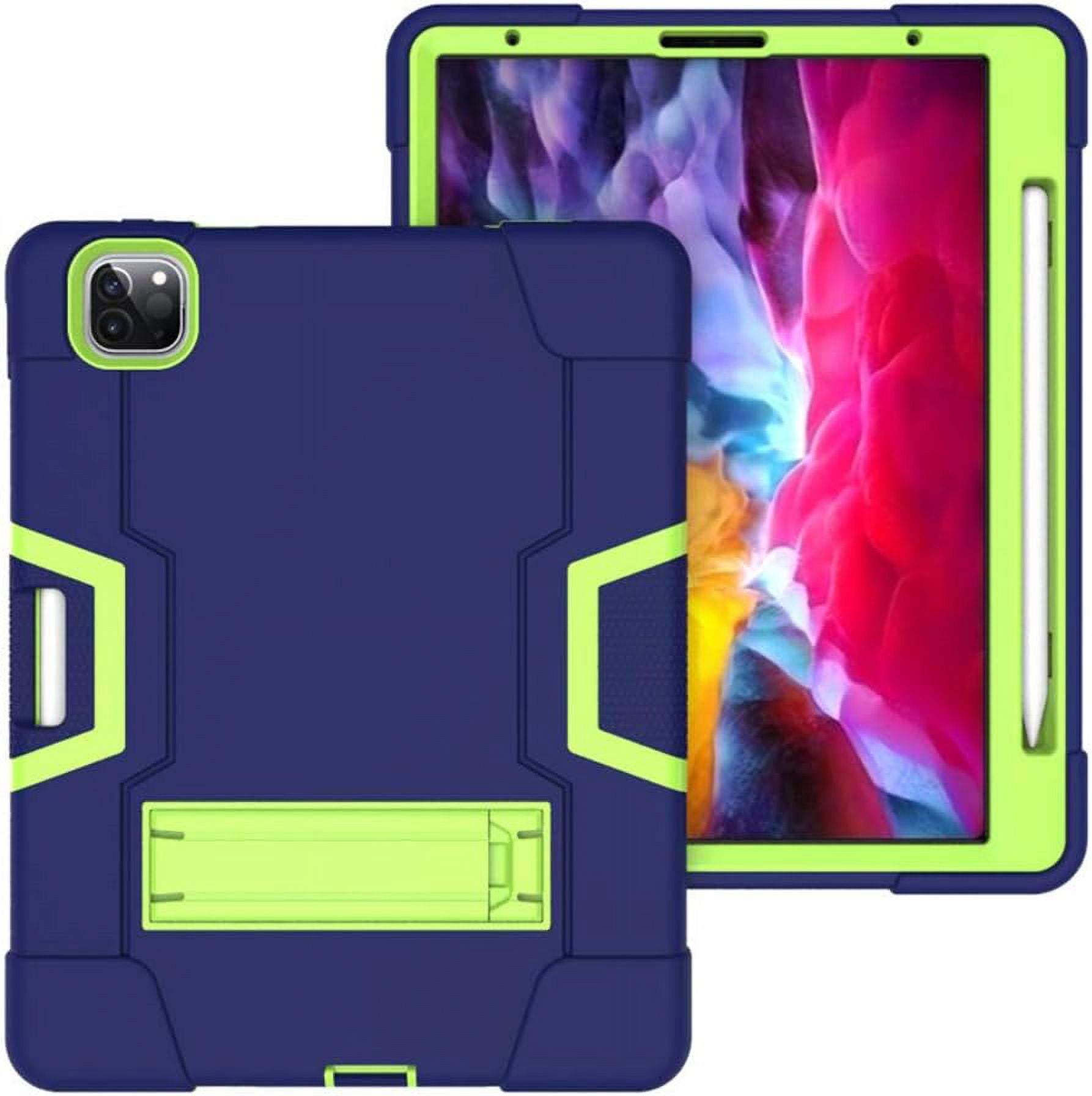 Case for iPad Pro 11 2020, Slim Duty Drop Proof Shockproof Protective Impact Resistant Armor Cover with Kickstand and Pencil Holder for Apple iPad Pro 11 Inch 2nd Generation (Blue&Green)