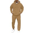 thumbnail image 3 of Hogleaql Men's Tracksuits 2 Piece Set Solid Color Relaxed Fit Hoodie Jogging Running Pant Set Casual Fall Suits with Pockets Light Brown L, 3 of 7