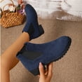 thumbnail image 5 of BRGZLK Chelsea Ankle Boots for Women Classic Versatile Slip-On Low Chunky Heel Comfortable Short Booties Easy On Commute Work Shoes with Side Zipper Blue 38, 5 of 9