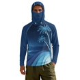 thumbnail image 2 of Bulopur Palm Tree Men’s UPF 50+ Sun Protection Hoodie Shirt Long Sleeve Fishing Rash Guard with Breathable Face Mask Quick Dry Lightweight UV Top, 2 of 8