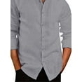 thumbnail image 4 of DYMADE Men Lapel Long Sleeve Solid Button Up Slim Fit Shirt, 4 of 4