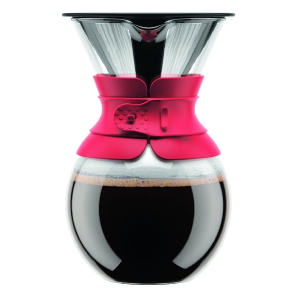 Bodum POUR OVER Coffee Maker with Permanent Filter, 1 L, 34 Ounce, 8 Cups, Red