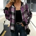 thumbnail image 6 of Plus Size Jacket for Women New Fall Causal Jacket for Women Zip up Plaid Coats Long Sleeve Stand Collar Lightweight Outerwear Tops Purple XXL, 6 of 6