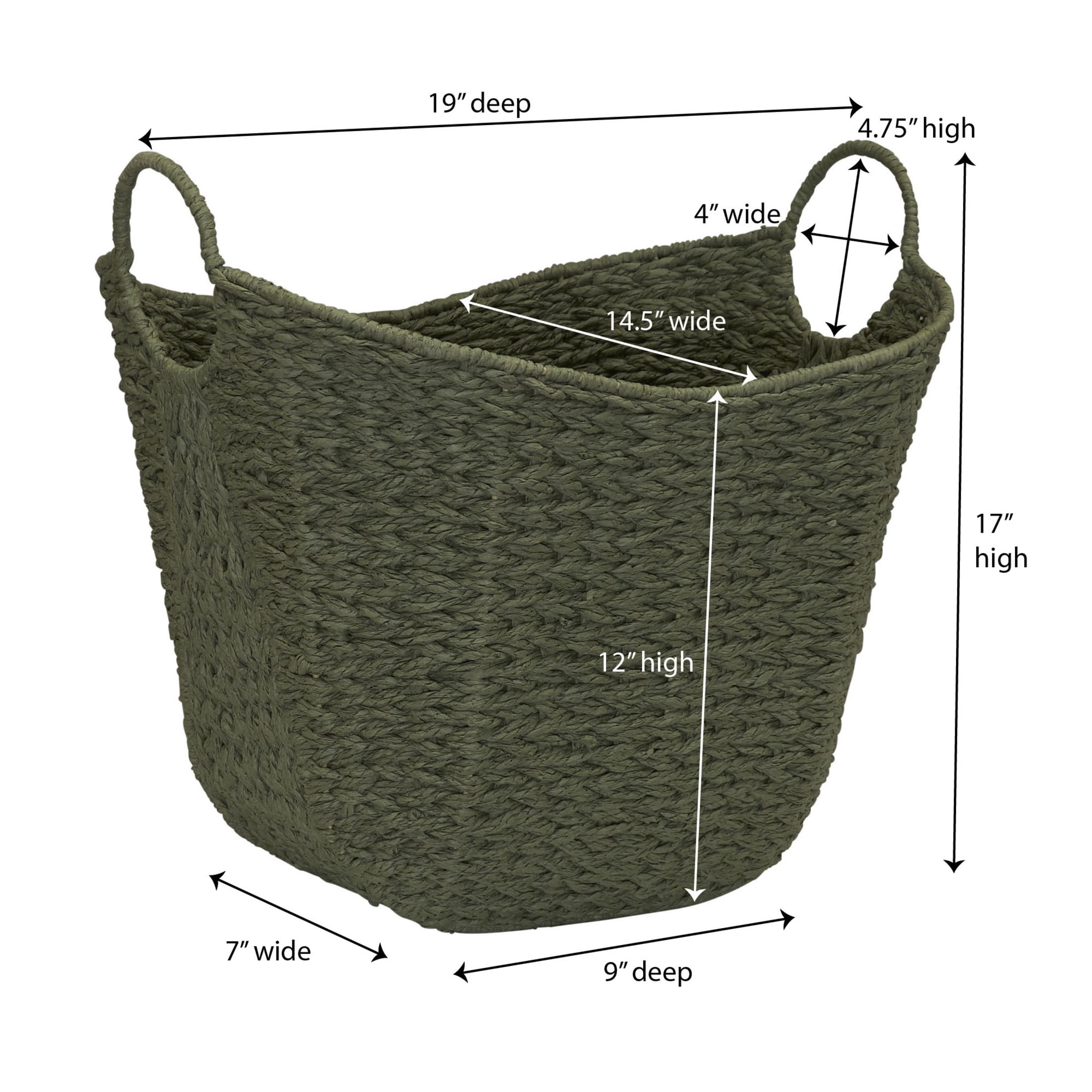 Household Essentials Paper Rope Basket with Handles, Natural Woven Woven Storage Basket, Great for Decoration or Organization