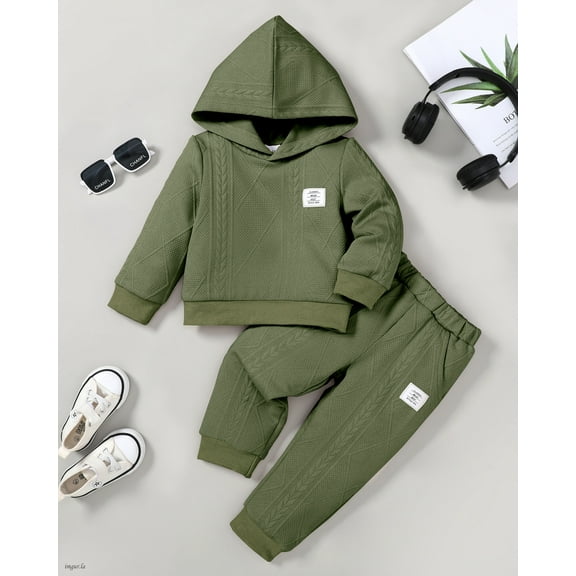 Toddler Baby Boy Clothes Sweatsuit Long Sleeve Hoodie Sweatshirt Top & Bottom Outfit Set Solid Color 1-5T