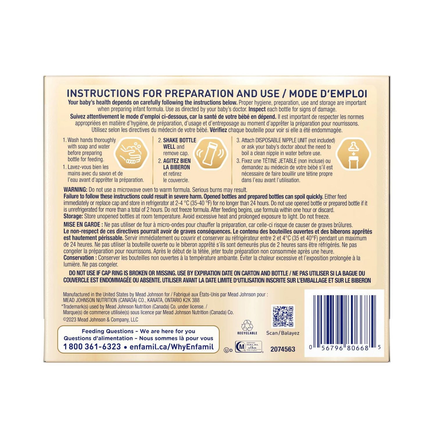 Enfamil A+ NeuroPro™, Baby Formula, Infant Formula, Newborn Formula, 0-12 months, 6x59mL Ready to Feed Nursettes Bottles