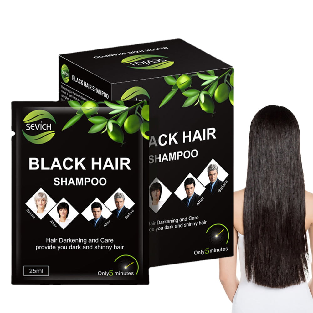 Black Hair Shampoo 10 PCS Hair Dye Natural Ingredients Black Hair Dye  Shampoo Maintain Hair Color a Months 