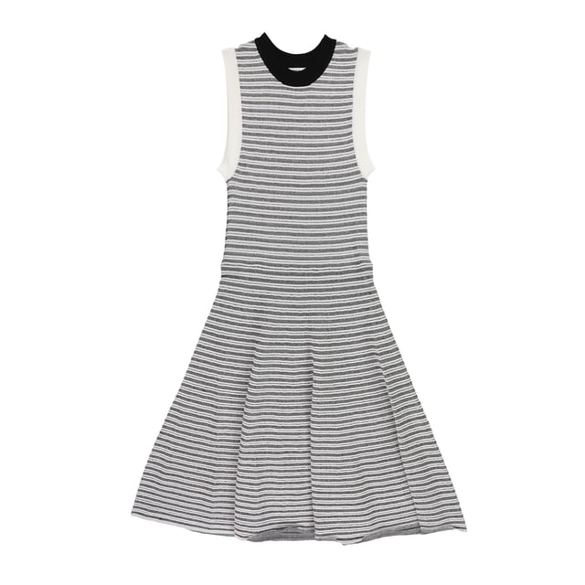 bar III Robe Midi Évasée à Rayures pour Femmes, Gris, Très Petit