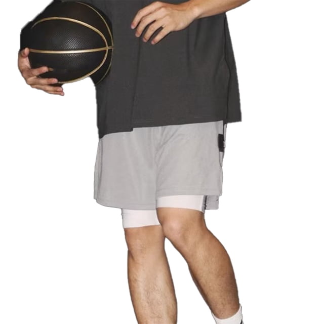 Pantalones cortos para hombre, bolsillos laterales con cordón, pantalones deportivos informales de corte holgado para entrenamiento en casa M Gris