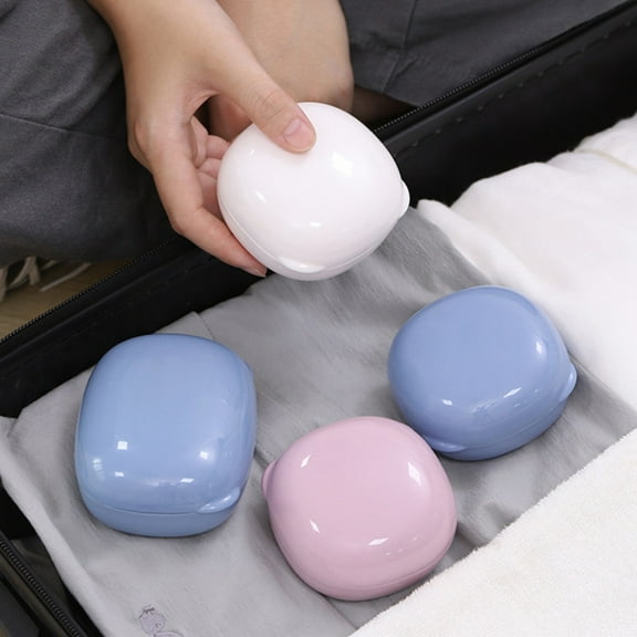 WHAMVOX Portable Soap Box with Drainage and Lid Design for Travel in Blue PP Material 5.9x3.9x2.6in