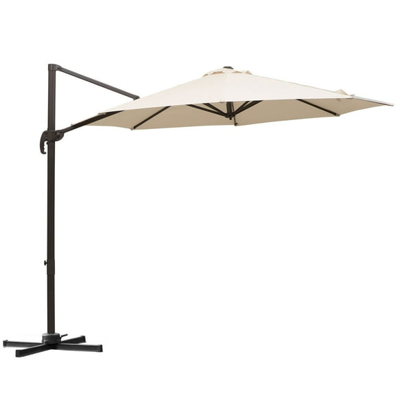 Outsunny 10ft Cantilever Patio Umbrella with 360° Rotation, Cream