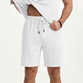 thumbnail image 5 of Mens Athletic Shorts 9 Inch Men's Jacquard Casual Shorts with Pocket, Drawstring Elastic Waist Loose Shorts, Summer Casual Versatile Shorts Daily White L, 5 of 9