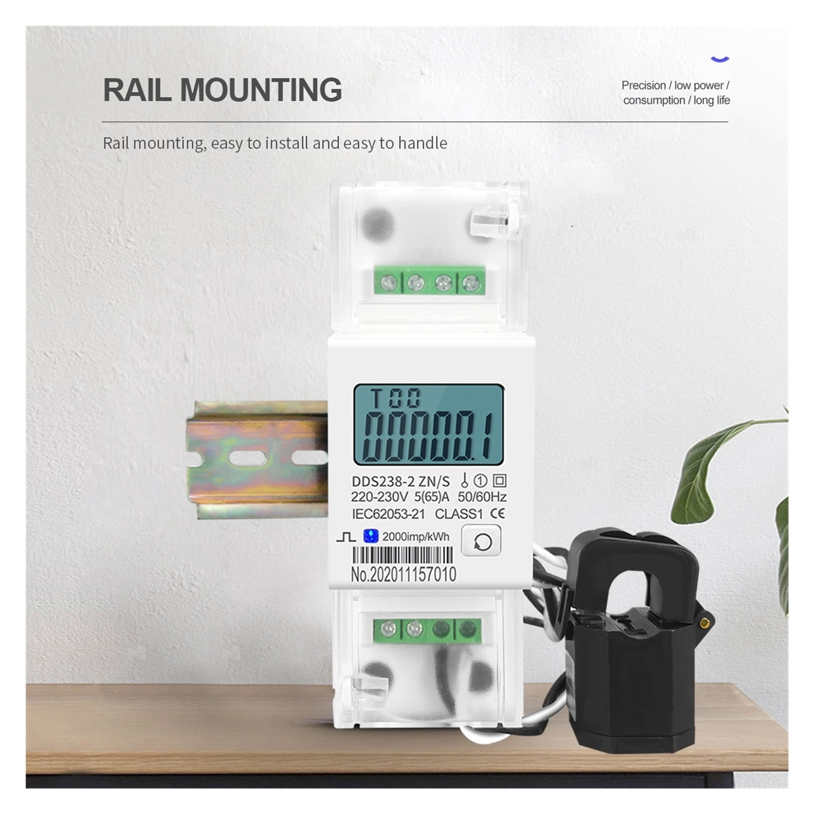 Split CT 65A 100A 50Hz 60Hz Single Phase Muliti-function Din Rail KWH Watt Hour Energy Meter With RS485 ,Protect Safety of Circuit
