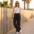 thumbnail image 6 of Polka Dot Pants for Women 2026 Summer Casual Drawstring Wide Leg Barrel Jeans Flowy Satin Silk Balloon Palazzo Pant,XL,Black, 6 of 8