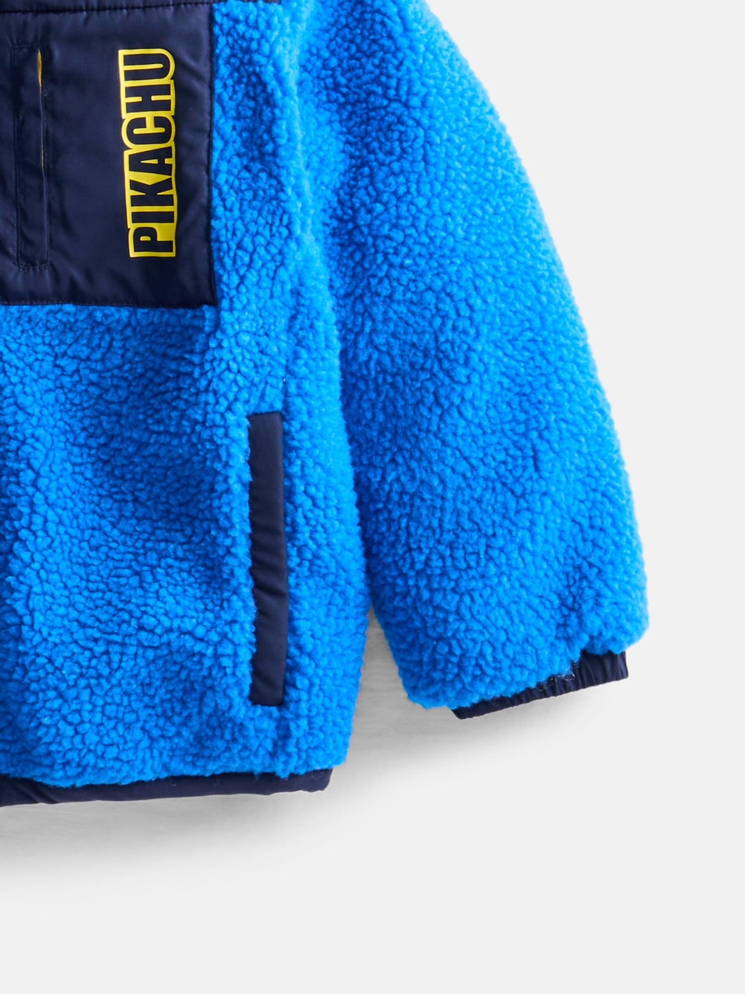 Pokemon Pikachu Boys’ Faux Shearling Jacket with Hood, Sizes XS-XL