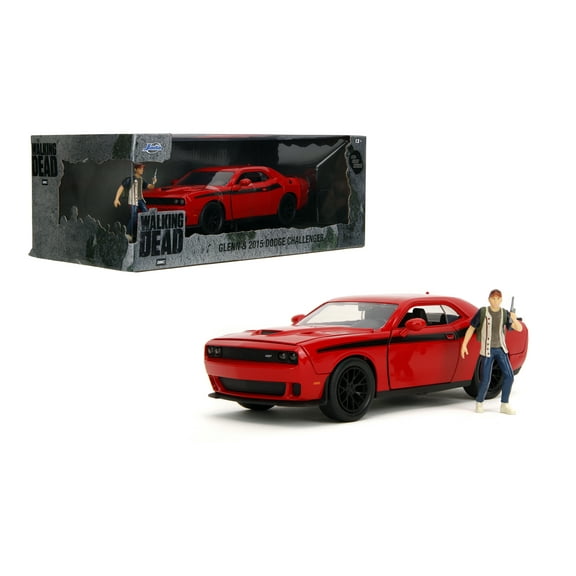 Jada The Walking Dead 1:24 Die-Cast 2015 Dodge Challenger with Glenn Figure – Opening Doors, Hood, Trunk, Ages 13 , Model Vehicles