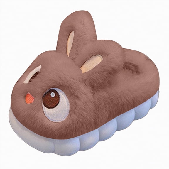 UngA Kids Toddler Slippers Boys Girls Bunny House Shoes Non Slip Warm Soft Winter Fuzzy Indoor Slipper Big Boys Girls Slippers Coffee,12(Toddler/Little Kid/Big Kid)