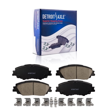 Detroit Axle - Front Brake Pads for 2019-2025 Toyota Corolla, 2023-2025 Prius 2020-2022 Prius Prime, Ceramic Brake Pads with Hardware Replacement