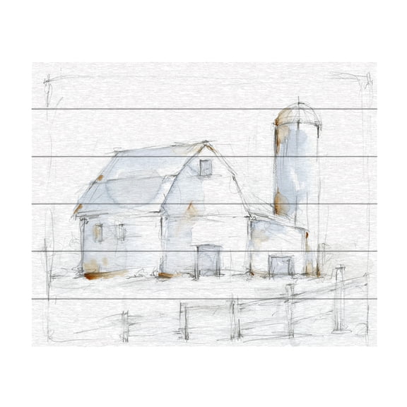 Ethan Harper 'Barnyard Pencil Sketch I' Wood Slat Art 18x22