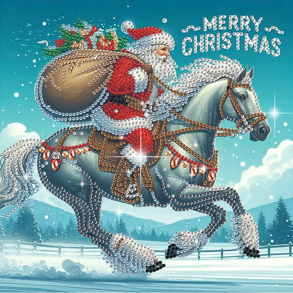 5D DIY Diamond Painting Kit Santa Horse with Unique Diamond Shapes Handcrafted Artwork Ideal for Beginners and Adults Perfect for Home Wall Decor and Holiday Gifts