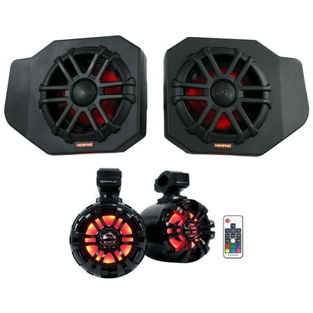 Pair Memphis RNGR65FE Speakers Pods LED Tower Speakers For 2018  Polaris Ranger
