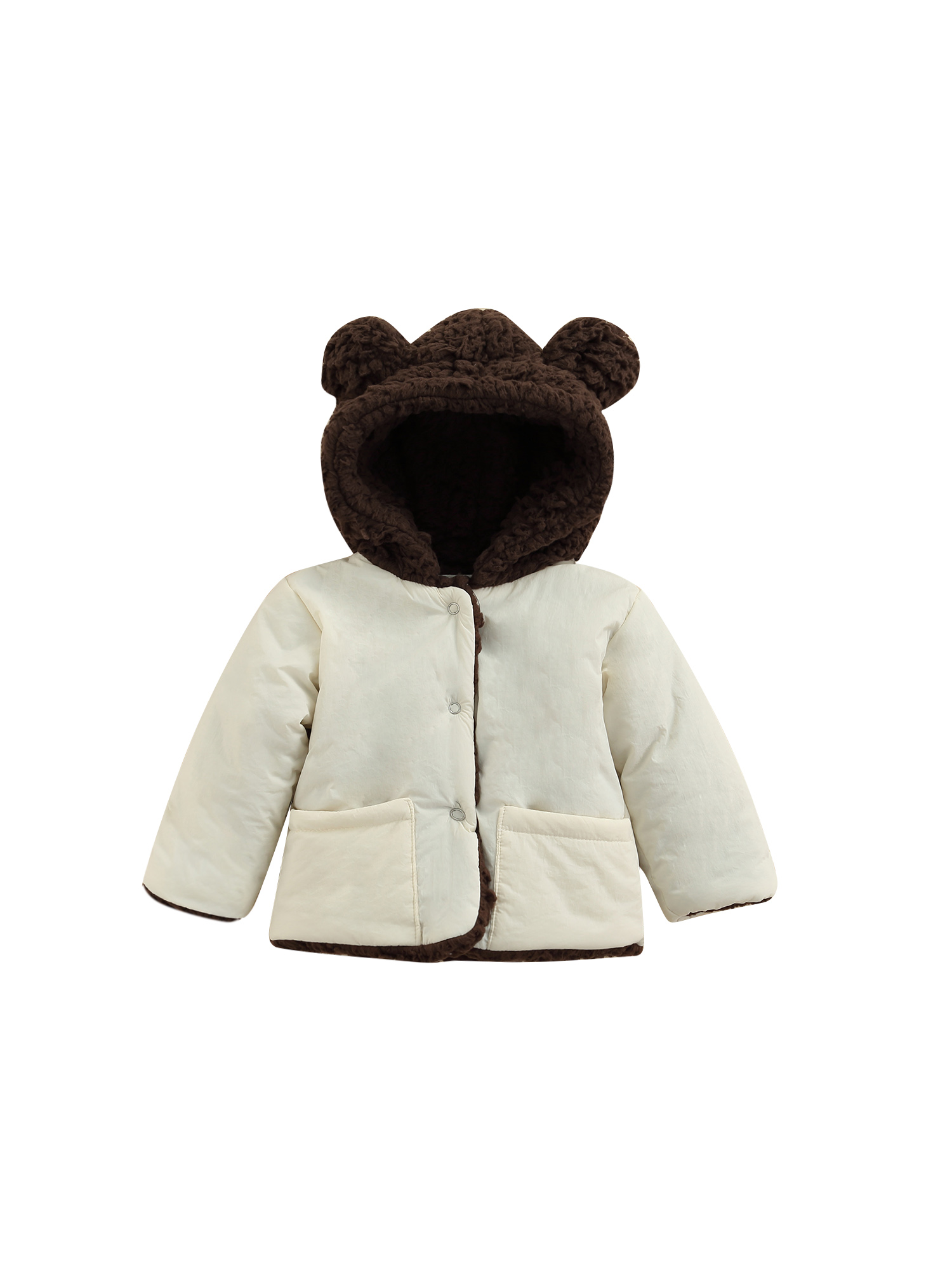 Manteau Bébé Hiver Polaire à Capuche - Blouson Douillet Oreilles Ours - Chaud Et Coupe-vent - Unisex