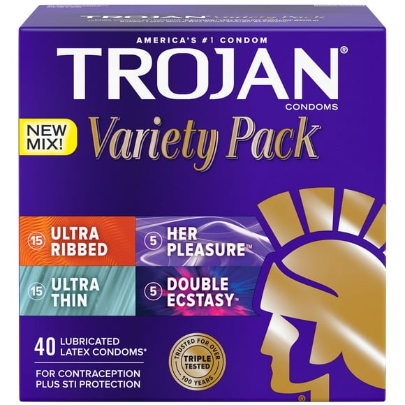 Trojan Variety Pack Lubricated Latex Condoms, 40 ct.