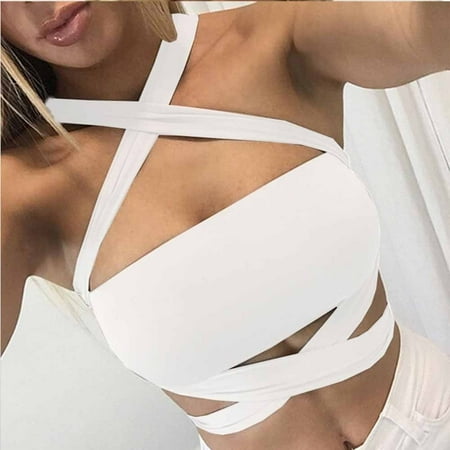 

Womens Bra Crop Tops Bustier Strappy Bralette Bandage Tank Party Clubwear
