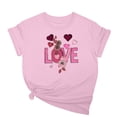 thumbnail image 2 of Meichang Hauts d'Été pour Femmes Manches 3/4 T-Shirts de la Saint-Valentin Mignons avec Motif Cœur T-Shirts Graphiques Col Rond Coupe Ample T-Shirts Tendance, 2 of 3