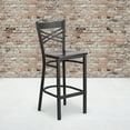 thumbnail image 2 of Flash Furniture 2 Pk. HERCULES Series Black ''X'' Back Metal Restaurant Barstool - Walnut Wood Seat, 2 of 8