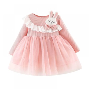 MINKIDFASHION Baby Girls Rabbit Style Long Sleeve Casual Princess Dress ...