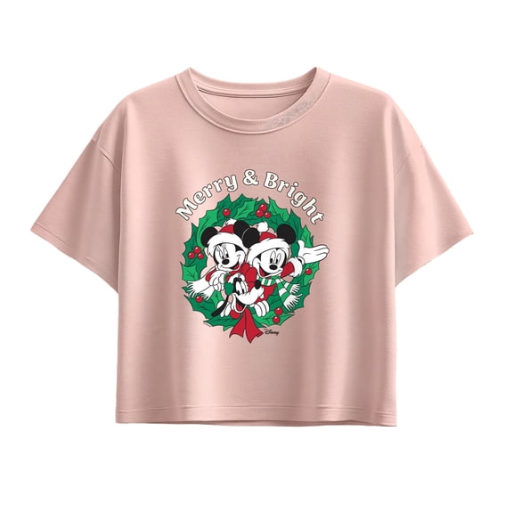 Disney - Mickey Wreath Short Sleeve Boxy Graphic T-Shirt