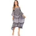 thumbnail image 5 of Sakkas Amaya Loose Fit Long Printed Strappy Cutout Shoulder Boat Neck Kaftan Dress - TRW147-White - One Size, 5 of 5