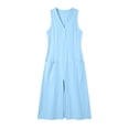 thumbnail image 5 of Gamivast Linen Midi Dresses for Women Casual V Neck Sleeveless Shift Dress with Pockets Button Up Front Slit Summer Dress Solid Everyday Lounge Vacation Dress, 5 of 8