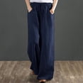 thumbnail image 2 of iOPQO Wide Leg Pants For Women Women's Solid Cotton Linen Loose And Simple Cotton Linen Casual Pants Casual Trouser PantsLinen Pants For Women Women'S Pants, 2 of 8