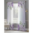 thumbnail image 4 of Spring Flowers Sheer Curtains 96 Inch Length 2 Panels Set Window Treatments, Botanical Purple Floral Leaaves Gradient Rod Pocket Semi Curtains for Living Room/Bedroom/Kitchen Décor, 104"W x 96"L, 4 of 7