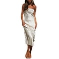 thumbnail image 1 of Lucakuins Mujeres Bandeau Vestido Largo, Color Sólido Sin Espalda Correa Elástica Seda Superficie Elegante para Fiesta Lucakuins moda, 1 of 6