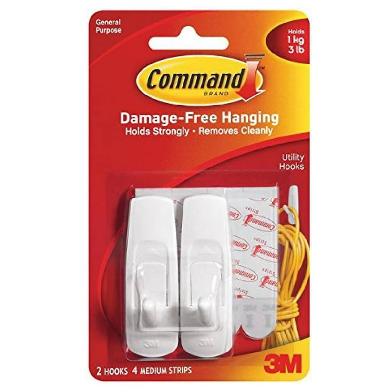 Command Medium Utility Hooks with Adhesive Strips - Zerbee