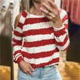 thumbnail image 2 of Blusa informal de manga larga con estampado de tiras y cuello redondo a la moda para mujer Fridja  FKASFK2948, 2 of 8