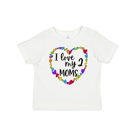 

Inktastic I Love My Two Moms- Pride Rainbow Hearts Gift Baby Boy or Baby Girl T-Shirt