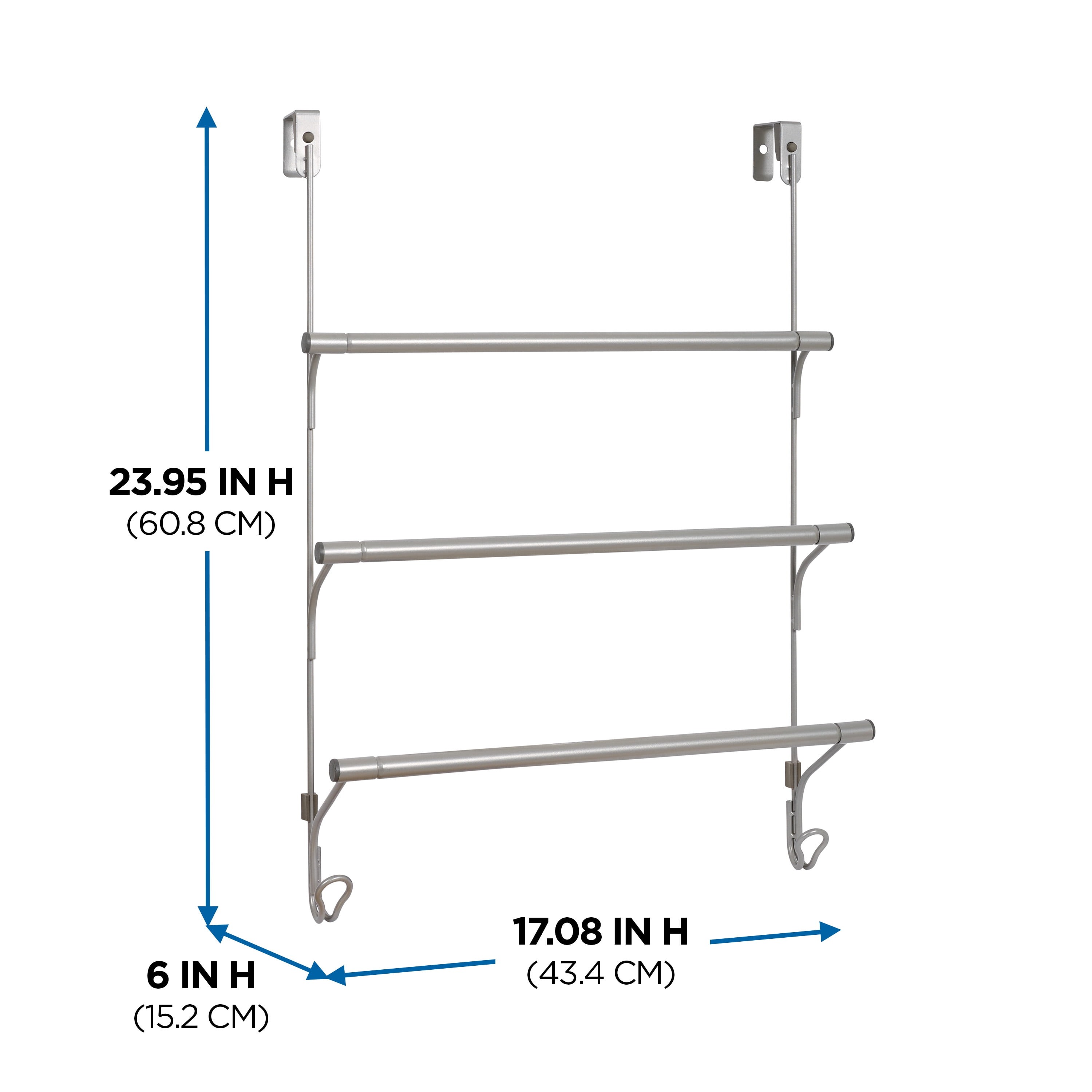 Mainstays SnugFit overtheDoor 3Tier Towel Bar and 2 Hooks