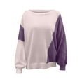 thumbnail image 6 of Herrnalise Women's Knitted Crop Tops Autumn And Winter Casual Round Neck Pullover Blouse Long Sleeve Patchwork Tops Sweater Pullover Jumper Sweaters, 6 of 7