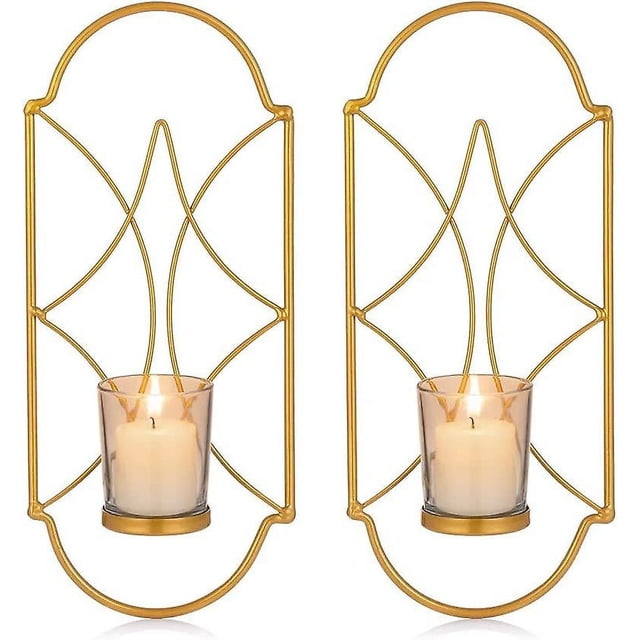 Juego de 2 candelabros de pared de metal para colgar en la pared, candelabros para dormitorio, baño, sala de estar