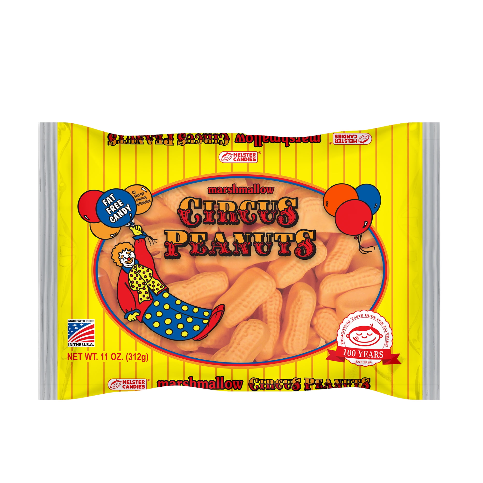 Melster Candies Fat Free Marshmallow Circus Peanuts, 11 OZ Bag