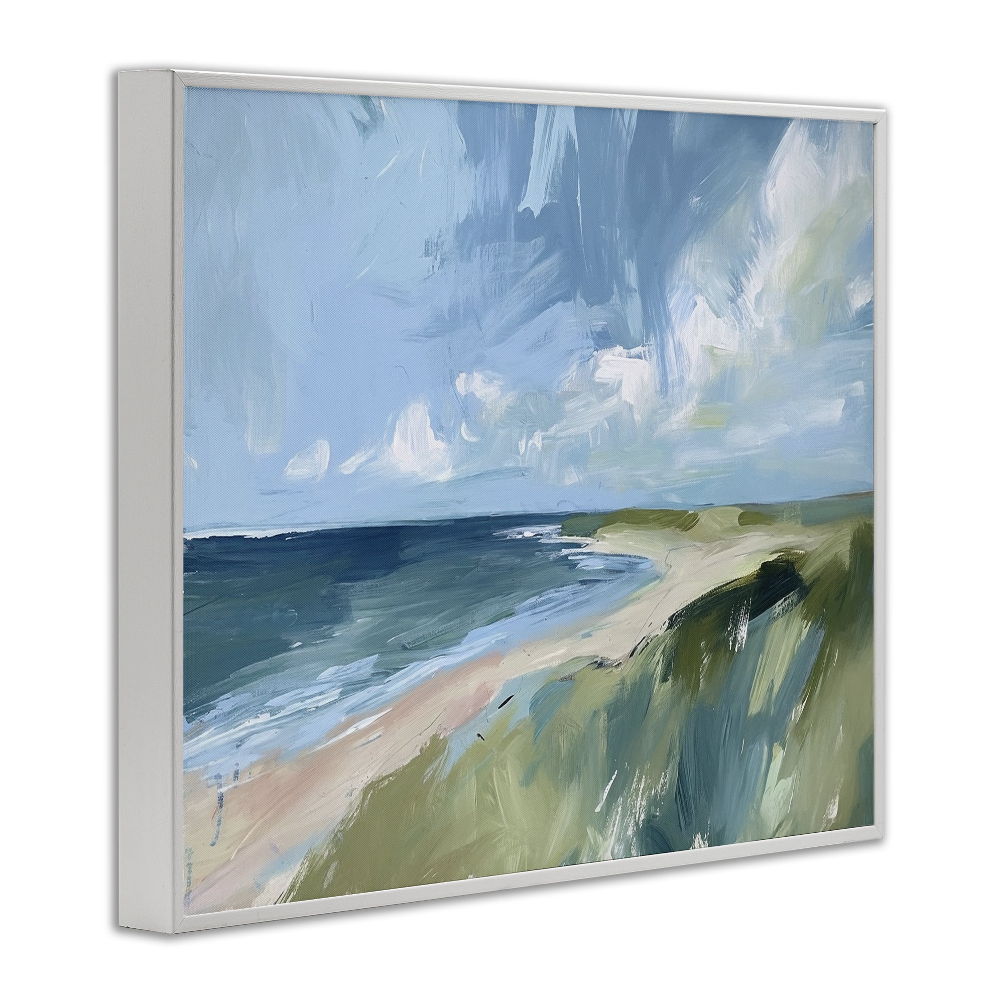 Stupell Industries Coastal Wilderness Landscape Coastal Painting White Framed Art Print Wall Art, 20 x 16