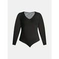 thumbnail image 5 of Terra & Sky Women's Plus V Neck Mesh Bodysuit with Long Sleeves, Sizes 0X-5X, 5 of 5