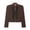 Brown, variant on Women's Military Style Cropped Jacket, Embroidered Button Long Sleeve Outer Top, Fall Open Front Casual Outwear Coat for Party and Special Occasions, Sizes XS-L