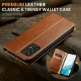 thumbnail image 4 of Wallet Case For Samsung A52, Luxury Premium Leather Flip Strong Magnetic Closure [Kickstand][RFID Blocking][Card Holder Slots] Retro Shockproof Phone Cover For Samsung Galaxy A52, Brown, 4 of 7