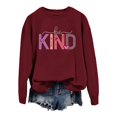 thumbnail image 5 of BODOAO Women's Graphic Sweatshirt Be Kind Crewneck Long Sleeve Pullover Oversized Loose Fit Casual Positive Quote Fall Winter Top for Women Inspirational Fashion Wear Wine 3XL, 5 of 5
